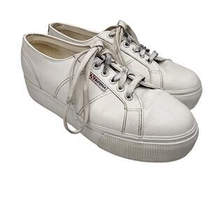 Superga 2790 Nappa Leather Platform Lace-Up Sneakers Size 9.5